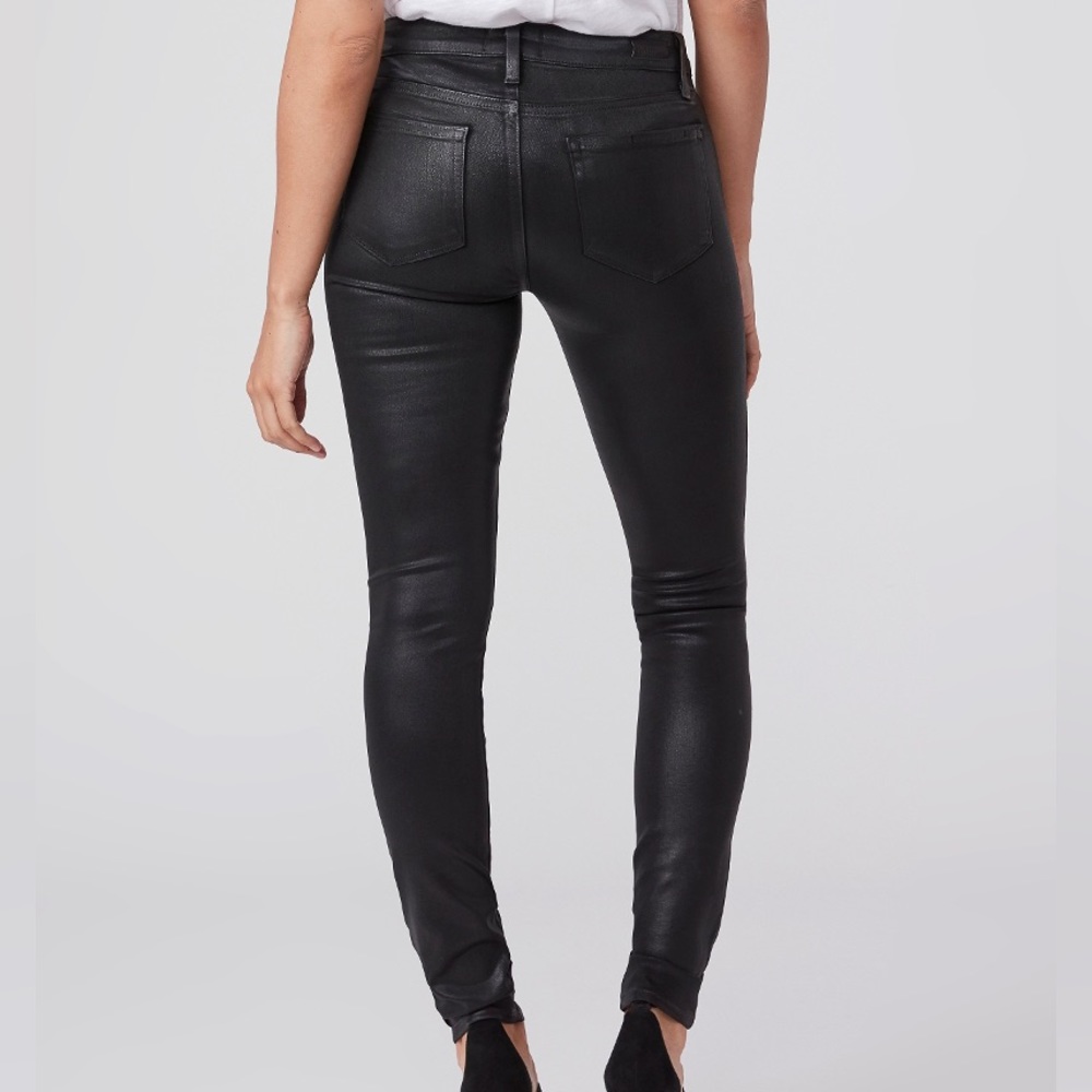 Paige Verdugo Super Skinny Black Fog Luxe Coating Jean size 25